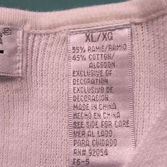 Carolyn Taylor White XL Embroidered V-Neck Short Sleeve Sweater - Picture 3 of 7